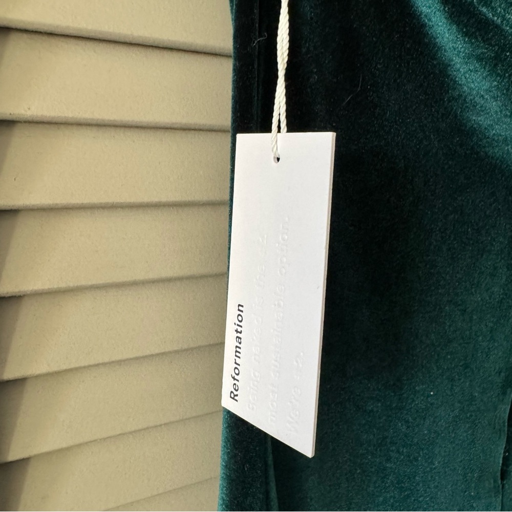 Reformation | Nyla Emerald Green Split Front Velvet Dress New w/ Tags ~ M - Picture 8 of 10